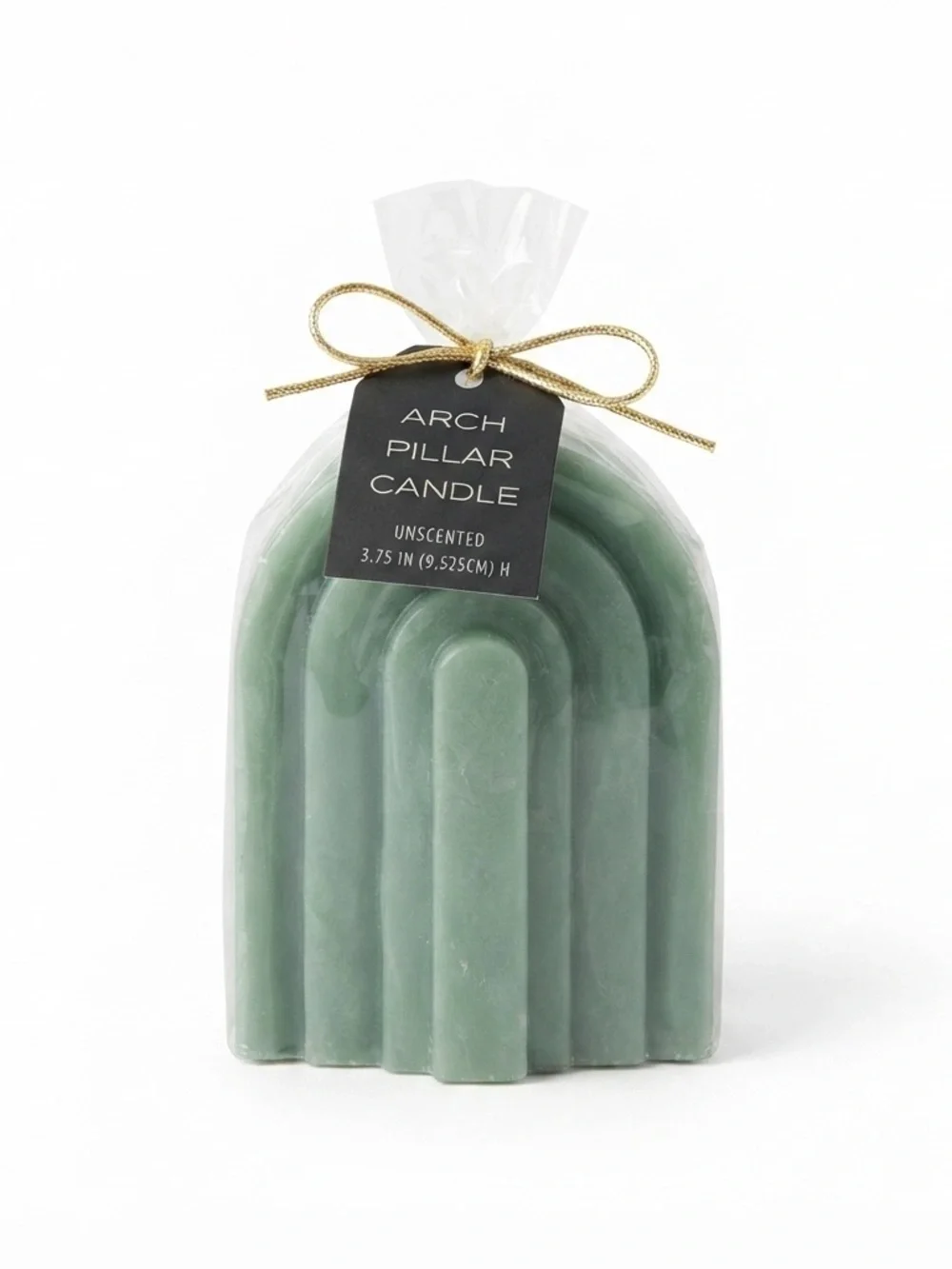 Sage Green Arch Pillar Wax Candle (Unsented) Rainbow Silhouette